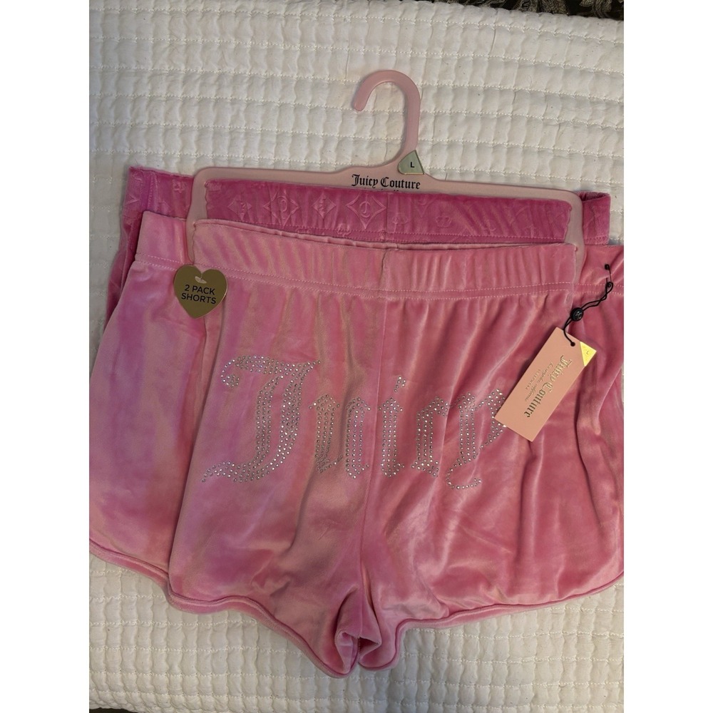Juicy Couture 2pk Bling Velour‎ Sleep/Loungewear Shorts. Sz L. NWT, Pink
